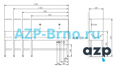Мойка желоб напольная AUL 03 AZP Brno Чехия (фото, схема) Мойка желоб напольная AUL 03 AZP Brno Чехия (фото, схема)