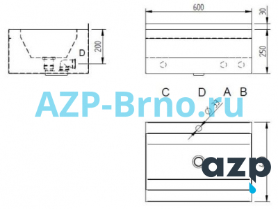 Раковина из нержавеющей стали AUM 030 AZP Brno Чехия (фото, схема) Раковина из нержавеющей стали AUM 030 AZP Brno Чехия (фото, схема)